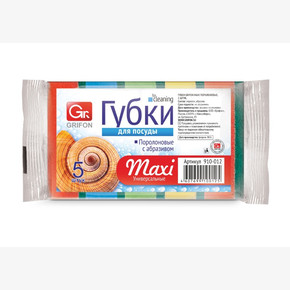 Губки для посуды GRIFON из поролона MAXI 5шт, 95*65*27мм