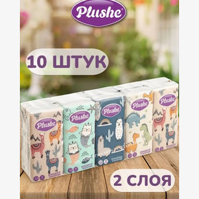 Платочки бумажные Plushe Classic Standart 2 слоя, 10 листов