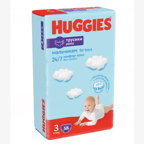 Трусики-подгузники HUGGIES Мега 6-11 кг, размер 3 (58шт) для мальчиков