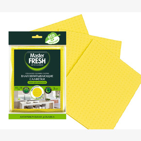 Салфетка для уборки Master FRESH ECO ЦЕЛЛЮЛОЗНАЯ + АНТИМИКРОБН.15*18см, 3шт