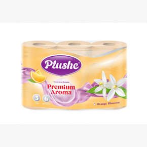 Бумага туалетная Plushe Premium Aroma 6 рулонов 15м, 3 слоя 