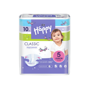 Подгузники HAPPY Classic 5 юниор 12-25кг по 10шт