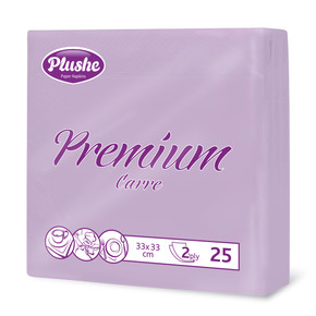 Салфетки бумажные Plushe Premium Carre 25 листов 2 слоя Лилак
