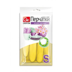 Перчатки GRIFON латексные с хлопковым напылением 30гр.,р-р S