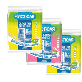Салфетки ЧИСТЮЛЯ вискозные 3шт., 340*380мм