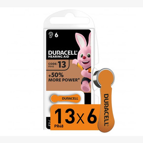 Батарейка Duracell ZA13-6BL PR48, для слуховых аппаратов, 6шт.