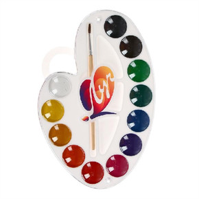 Краски акварельные медовые 12 цветов, с кистью, Луч 