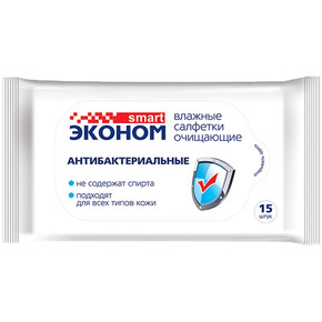 Влажные салфетки Эконом smart 15шт антибактериальные