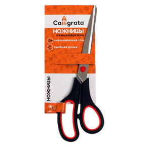 Ножницы 23,5 см, пластиковые ручки с резиновыми вставками (1*1)