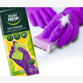 Перчатки резиновые МАСТЕР Фреш ПРОЧНЫЕ L-XL (1*50)