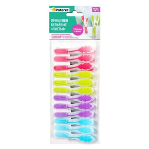 Прищепки бельевые PATERRA «Листья» 12шт, 82 х 47 х 15 мм (1*24)