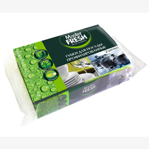 Губки для посуды МАСТЕР ФРЕШ 2 шт, BLACK, профилированные, 6*10см. (1*50)