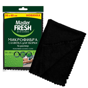 Салфетка для пола МАСТЕР ФРЕШ XL-size, микрофибра, 50*60см. 1шт, ЧЕРНАЯ (1*60)