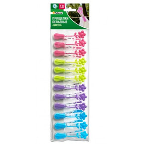 Прищепки бельевые PATERRA «Цветок» 12шт, 87 х 32 х 23 мм (1*24)