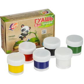 Гуашь 6 цветов ZOO Луч 15 мл, блок тара .(1*1)