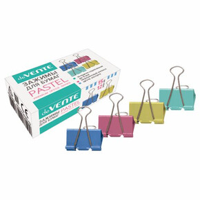 Зажимы для бумаг 15мм, набор 12 штук, deVente 