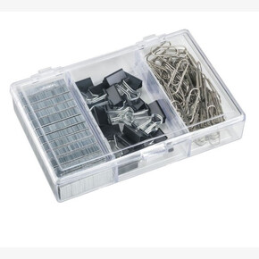 Набор канцелярский из 3-х предм.(скрепки 28мм-70 шт, зажимы д/бумаг 15мм-15шт,скобы №24/6-1200 шт