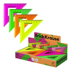 Линейка-Треугольник 45*/ 7 см ErichKrause Neon Solid, пластик, микс из 4 цветов, 57879 (1*20)