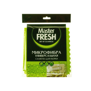 Салфетка для уборки МАСТЕР ФРЕШ микрофибра универсальная 30*30см, 1шт (Зеленая) (1*30)