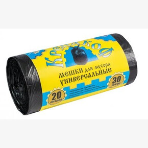 Мешки для мусора КРЕПАКОФФ с ручками 20л. 30шт. (в рулоне 8мкм, 42*47см) черные (1*50)