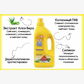 Кондиционер для белья УШАСТЫЙ НЯНЬ с алоэ вера 1,2л (1*11) (Россия)
