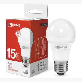 Лампа светодиодная LED-A60-VC15Вт 230В Е27 4000К 1430Лм IN HOME,энергосберег, грушевидная(белый свет