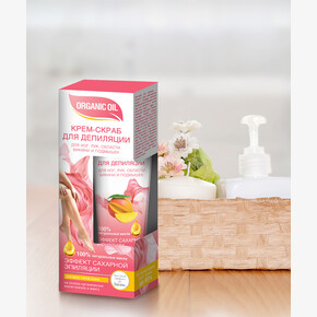 Крем -скраб для депиляции ORGANIC OIL для ног, рук, обл. бикини и подмышек д/всех типов кожи 100мл.