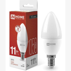 Лампа светодиодная LED-СВЕЧА-VC 11Вт 160-230В IN HOME Е14 4000К 1050Лм ASD (белый свет)(1*100)