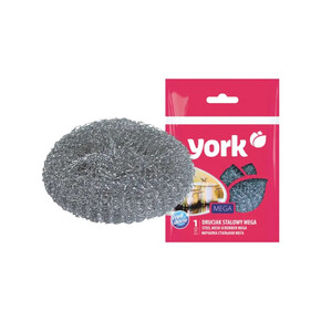 Губка для посуды стальная YORK Мега 40гр, 11,5 х 11,5 х 3 см., оцинковка (1*80)