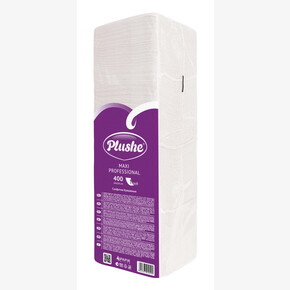 Салфетки бумажные Plushe Big Pack Maxi Professional, 24*24см,500листов,1слой,белая паст.(1*5)Россия