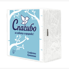 Салфетки бумажные Plushe СПАСИБО 70 листов, 22.5*22.5см, белые (1*20) Россия