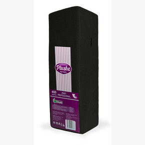 Салфетки бумажные Plushe Big Pack Maxi Professional, 24*24см,400листов,1слой,черный(1*4)Россия