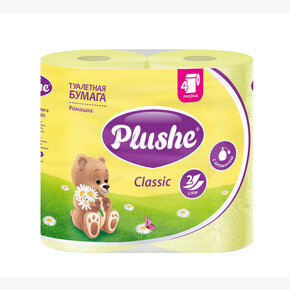Бумага туалетная Plushe Classic 4шт.*18м., 2 слоя, Ромашка (1*12) Россия