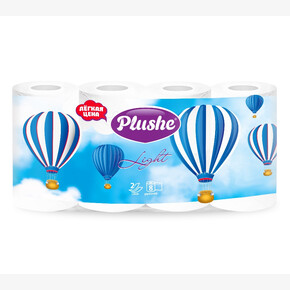 Бумага туалетная Plushe Light 8шт.*12,5м, 2 слоя, белая (1*8) Россия