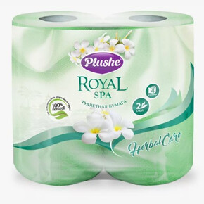Бумага туалетная Plushe Royal Spa 4шт.* 23м, Herbal Care, 2слоя салатовая, арома (1*10) Россия