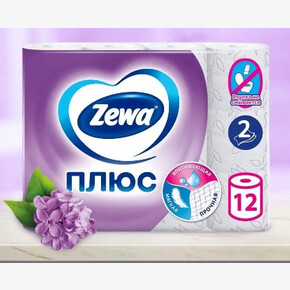 Бумага туалетная ZEWA Плюс 2-х слойная 12шт Сирень (1*7)