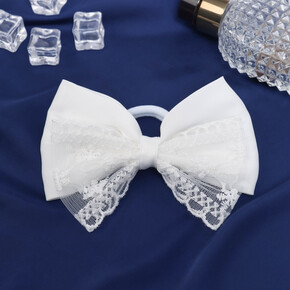 Резинка для волос «Школьница», бант воздушное кружево, 12 см, белая (1*6)