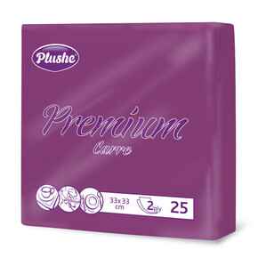 Салфетки бумажные Plushe Premium Carre, 33*33см, 25 листов., 2 слоя, Аметист (1*30) Россия
