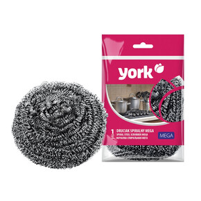 Губка для посуды спиральная стальная YORK Мега 40гр., 8 х 8 х 5 см, нержавейка (1*80)