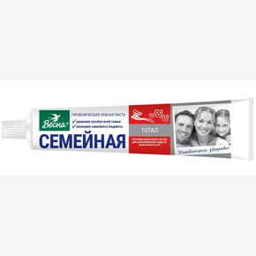 Зубная паста СЕМЕЙНАЯ 90гр без футляра ТОТАЛ Весна (1*48) (Россия)