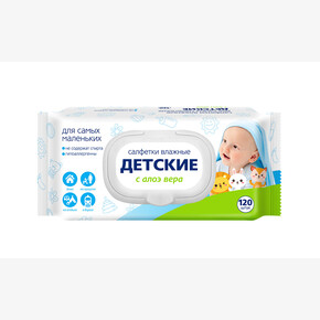 Влажные салфетки СВЕТОФОР 120шт детские с алоэ вера, с клапаном (1*20)