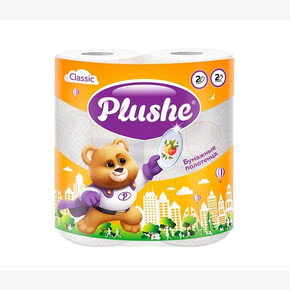 Полотенце бумажное Plushe Classic, 2шт*13,2м., 2 слоя, белый (1*12) Россия