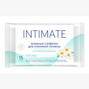 Влажные салфетки Intimate Natural 15шт для интимной гигиены с ромашкой (1*120)