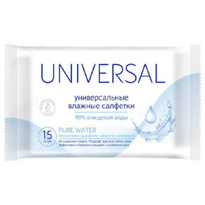 Влажные салфетки Universal Pure Water 15шт универсальные (1*120)