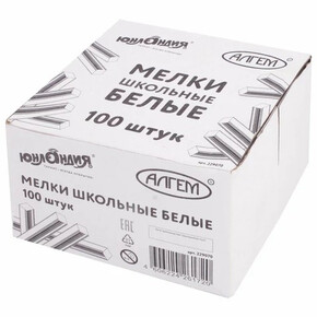 Мел белый 100шт, квадратный Юнландия (АЛГЕМ) (1*1)